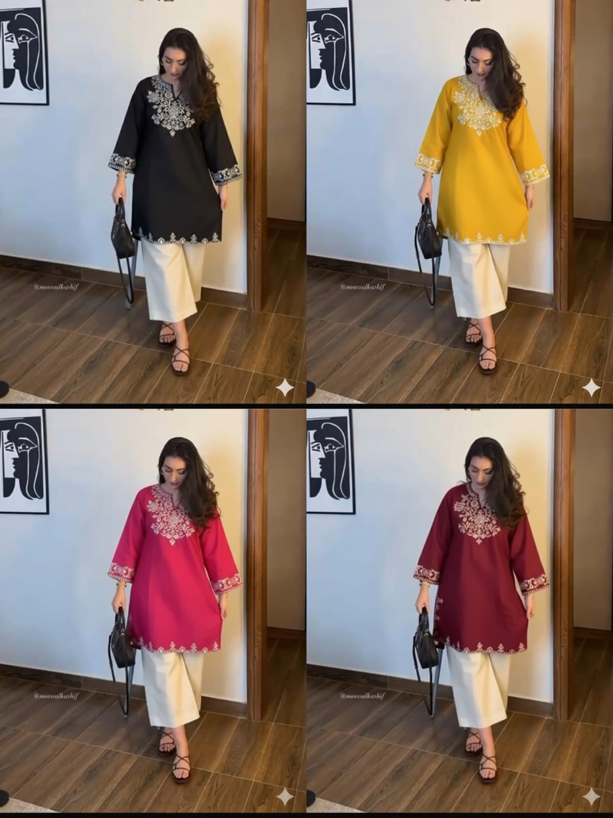 Yellow Cotton Embroidered Kurta Set with Palazzo Pants